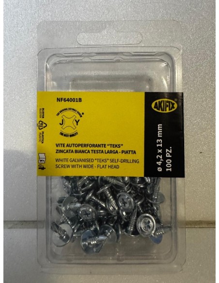 VITE AUTOPERFORANTE ''TEKS'' ZINCATA BIANCA TESTA PIATTA 4,2X13 PZ 100