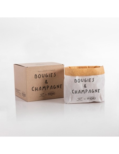 SACCHETTO BOUGIES & CHAMPAGNE - TALK & WHITE FLOWERS